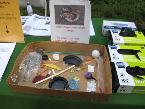 With this display, FODM urged people to pick up small trash items, like straws and pieces of Styrofoam.