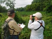 Larry Cartwright and Laura Sebastianelli surveying birds